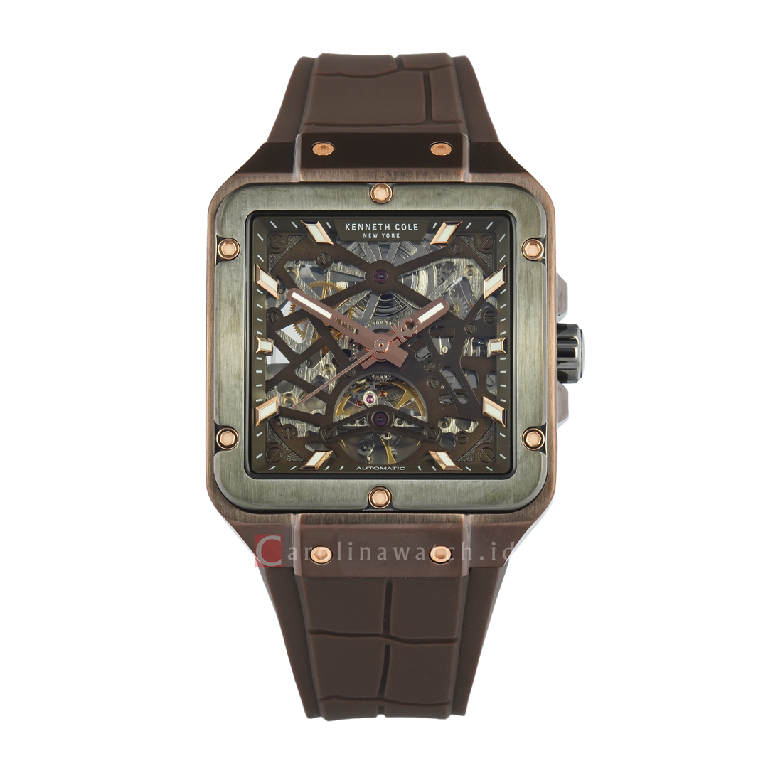 Jam Tangan Kenneth Cole KCWGZ0065402 Men Brown Dial Brown Silicone Strap