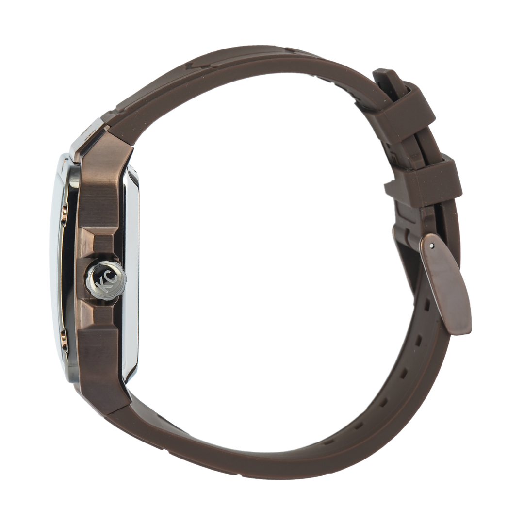 Jam Tangan Kenneth Cole KCWGZ0065402 Men Brown Dial Brown Silicone Strap