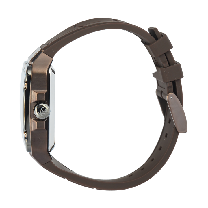 Jam Tangan Kenneth Cole KCWGZ0065402 Men Brown Dial Brown Silicone Strap