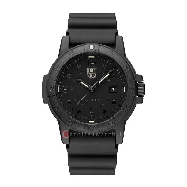 Jam Tangan LUMINOX Sea Bass Series L-2001.BO Men Black Dial Black Rubber Strap