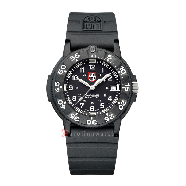 Jam Tangan LUMINOX Navy SEAL Original L-3001.F Men Black Dial Black Rubber Strap