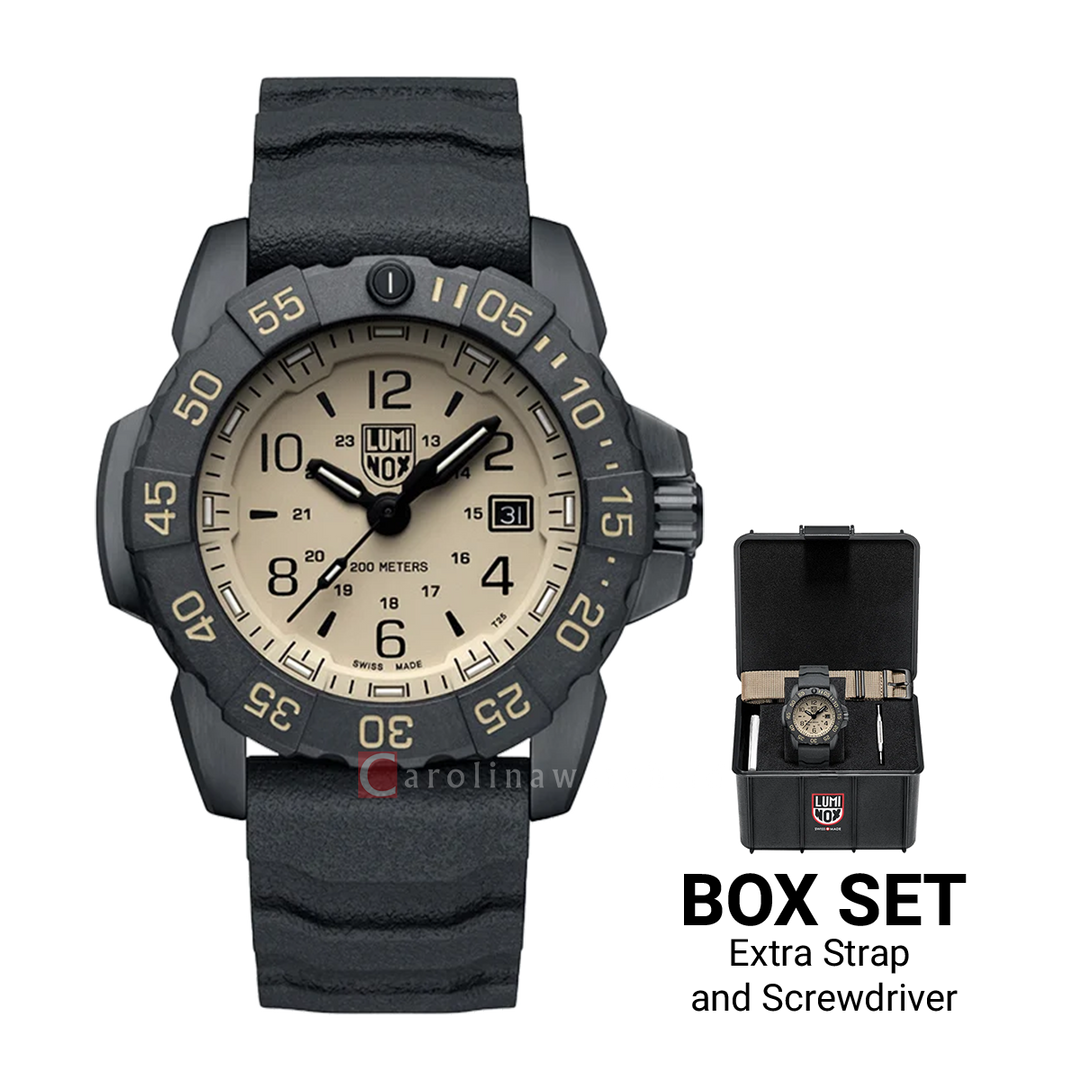 Jam Tangan LUMINOX Navy SEAL Foundation  L-3251.CBNSF.SET Men Analog Dial Black Rubber Strap