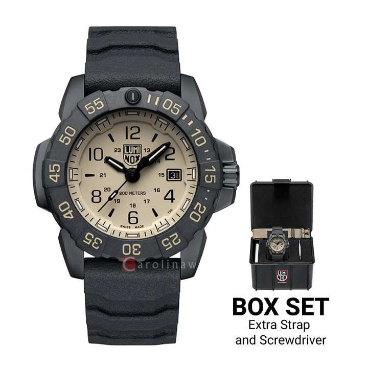 Jam Tangan LUMINOX Navy SEAL Foundation  L-3251.CBNSF.SET Men Analog Dial Black Rubber Strap