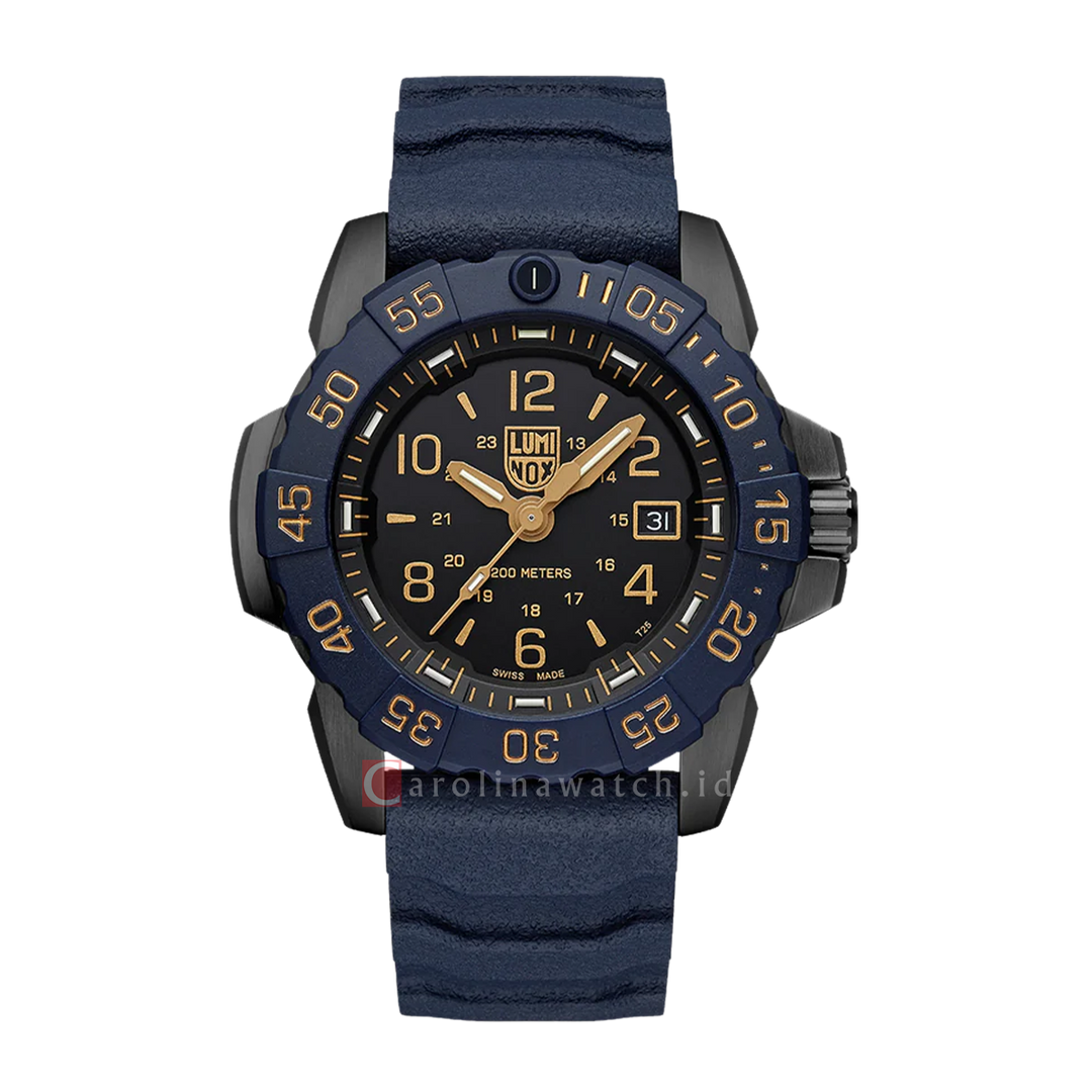 Jam Tangan LUMINOX Navy SEAL Foundation Back To The Blue L-3255.CB.NSF Men Black Dial Blue Navy Rubber Strap