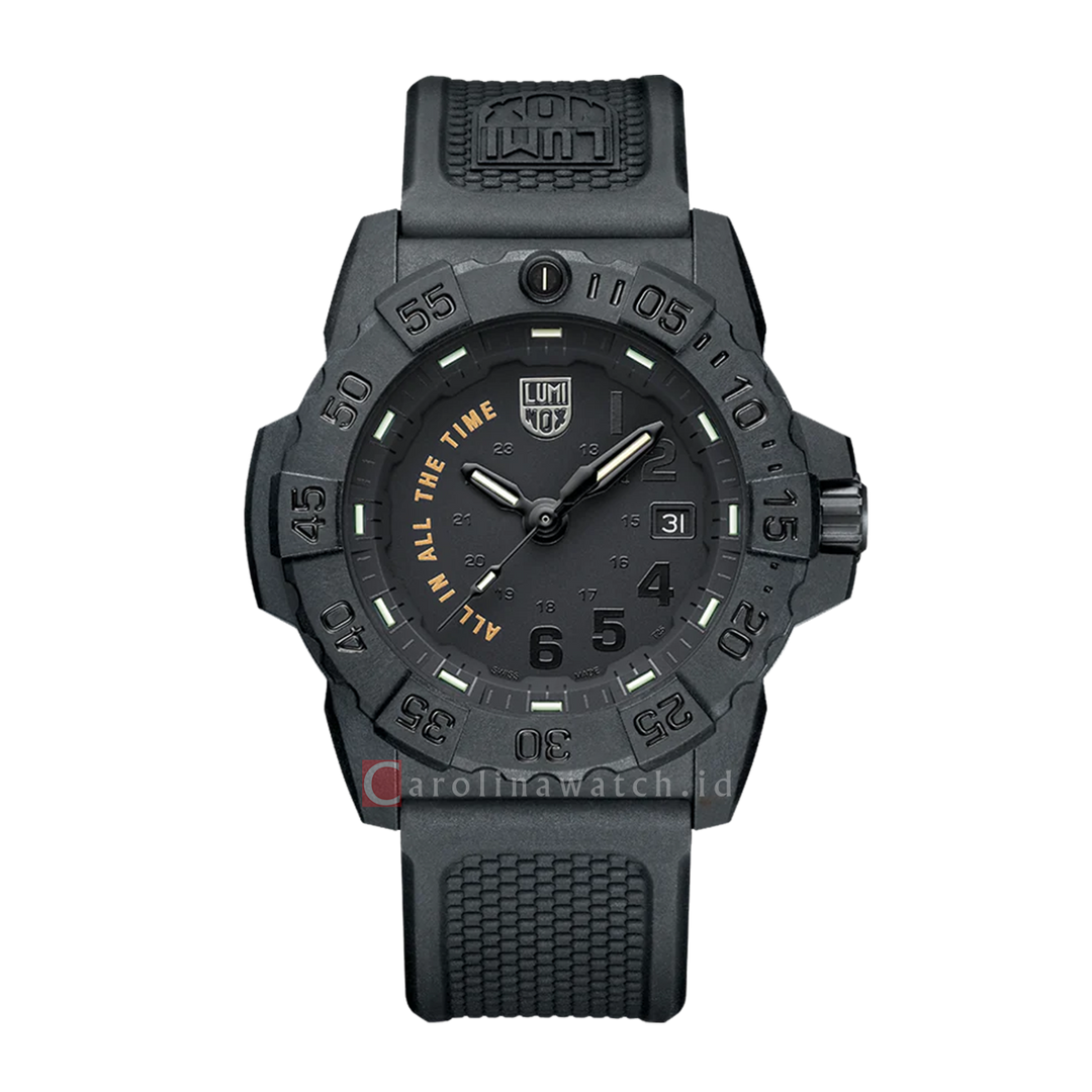 Jam Tangan LUMINOX Navy Seal All In All The Time L-3501.BO.AL Men Black Dial Black Rubber Strap (LIMITED EDITION)