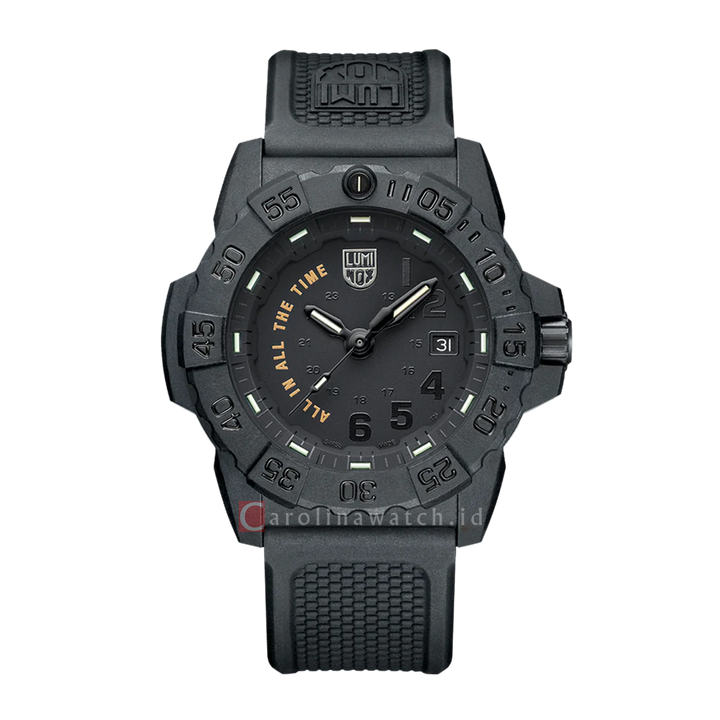 Jam Tangan LUMINOX Navy Seal All In All The Time L-3501.BO.AL Men Black Dial Black Rubber Strap (LIMITED EDITION)