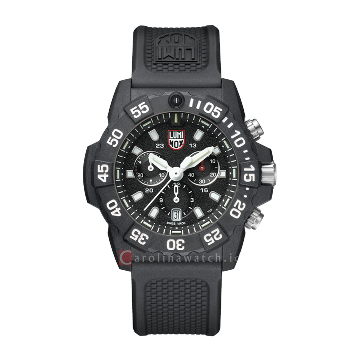 Jam Tangan LUMINOX Navy SEAL Chronograph L-3581 Men Black Dial Black Rubber Strap