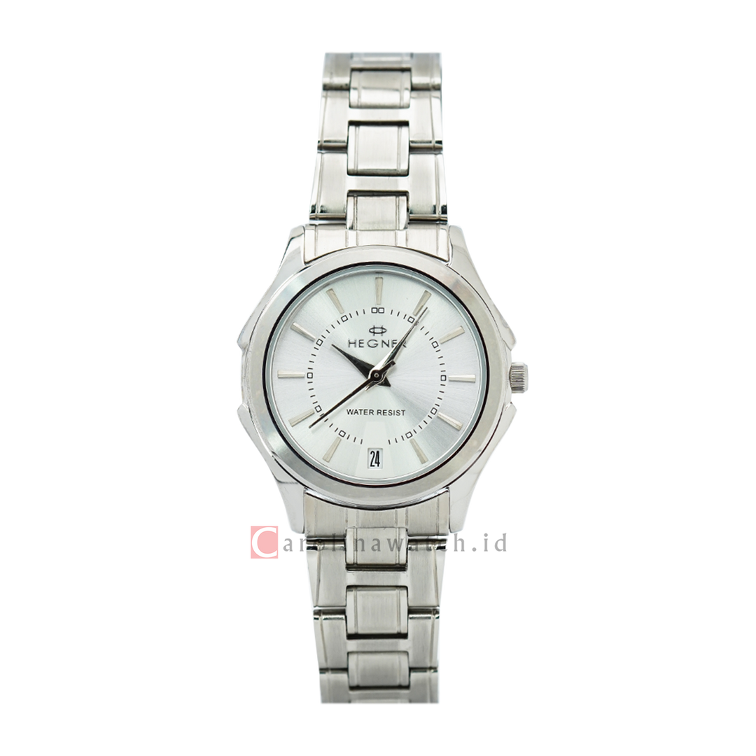 Jam Tangan Hegner L1619SSSL Women Silver Dial Stainless Steel Strap