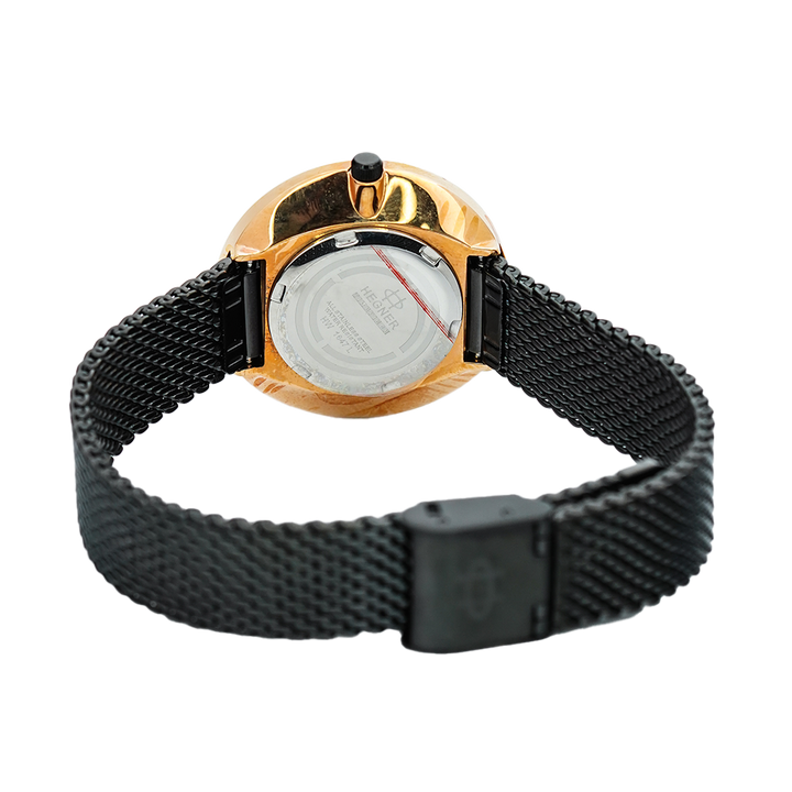 Jam Tangan Hegner L1647-1RGBA Women Black Dial Black Stainless Steel Strap