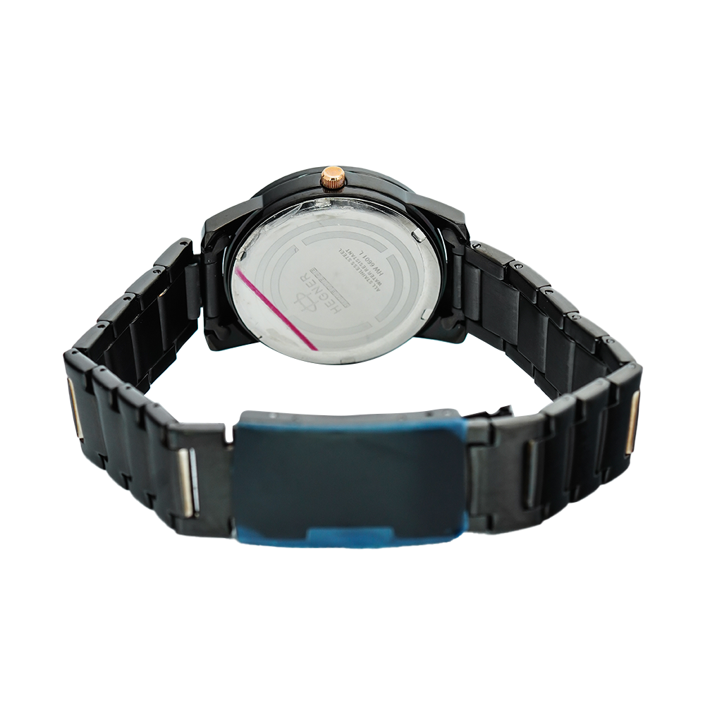 Jam Tangan Hegner L6601-1IPBARG Women Black Dial Black Stainless Steel Strap