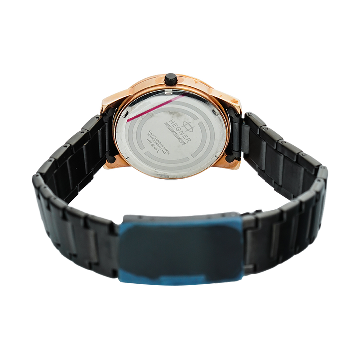 Jam Tangan Hegner L6601-1RGBA Women Black Dial Black Stainless Steel Strap