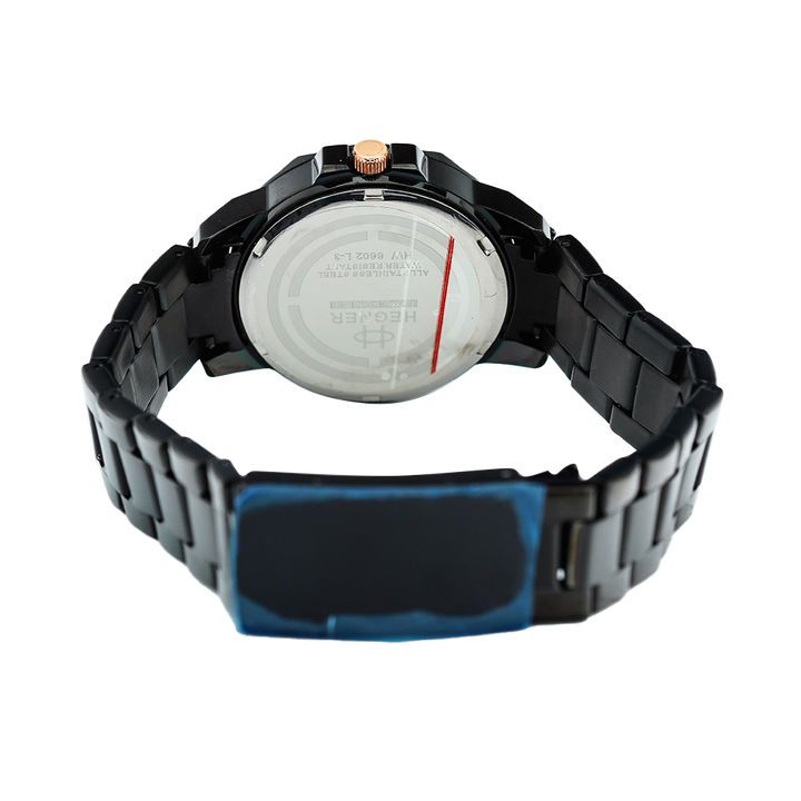 Jam Tangan Hegner L6602-5IPBARG Women Black Dial Black Stainless Steel Strap