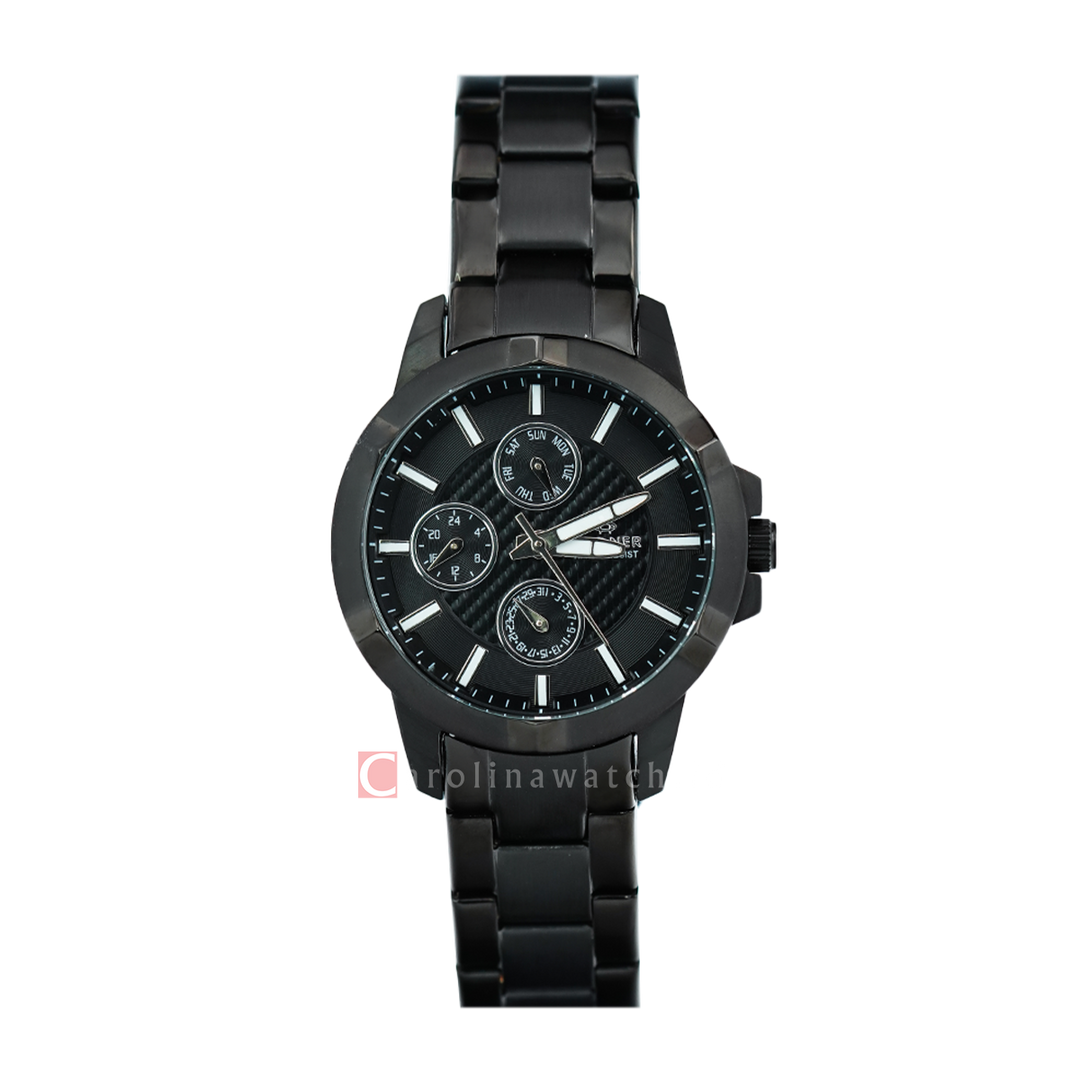 Jam Tangan Hegner L6602-5IPBA Women Black Dial Black Stainless Steel Strap