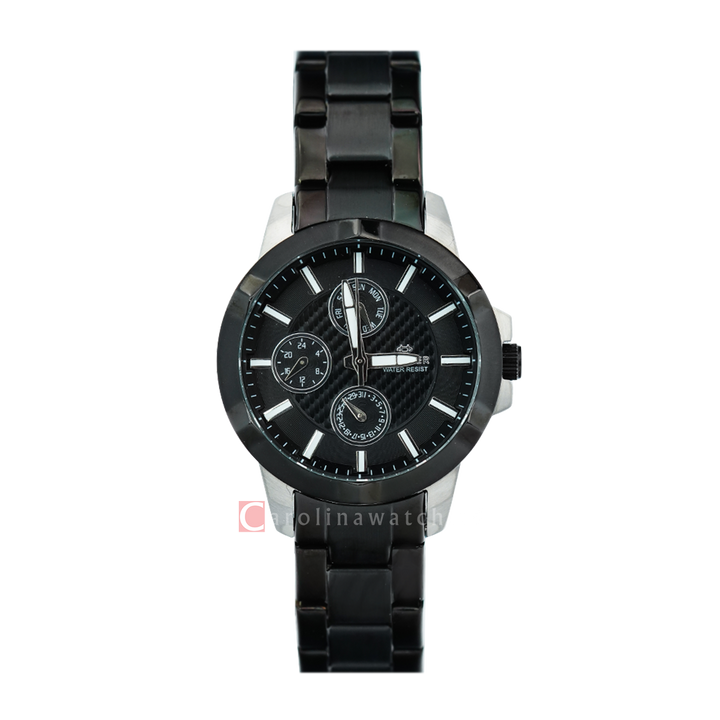 Jam Tangan Hegner L6602-5TBBA Women Black Dial Black Stainless Steel Strap