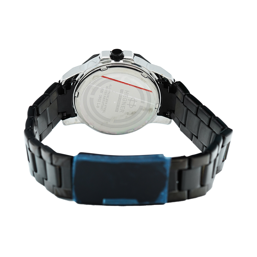 Jam Tangan Hegner L6602-5TBBA Women Black Dial Black Stainless Steel Strap