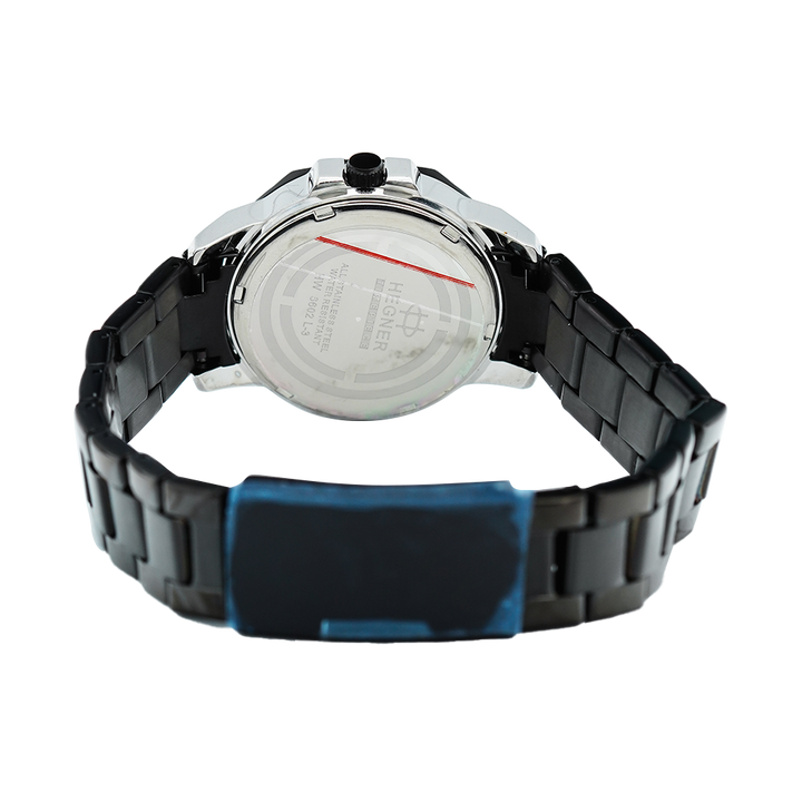 Jam Tangan Hegner L6602-5TBBA Women Black Dial Black Stainless Steel Strap