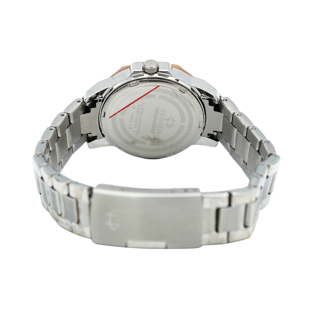 Jam Tangan Hegner L6602-5TRSL Women Silver White Dial Stainless Steel Strap