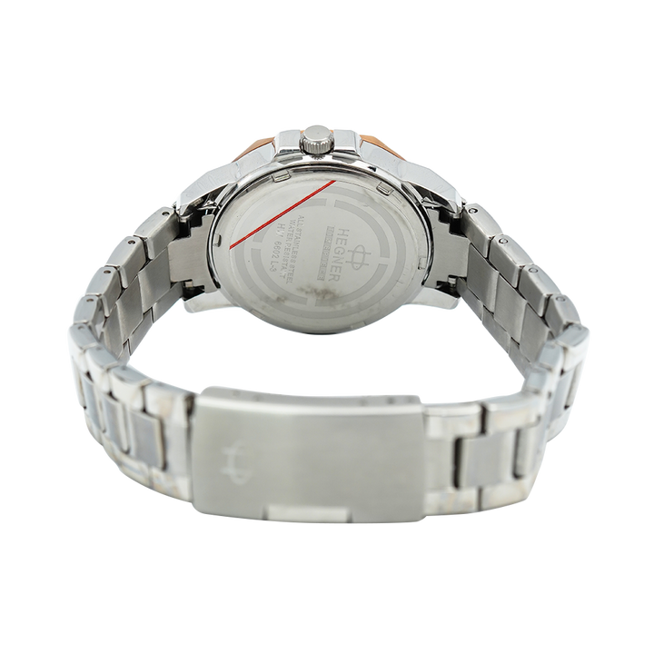 Jam Tangan Hegner L6602-5TRSL Women Silver White Dial Stainless Steel Strap