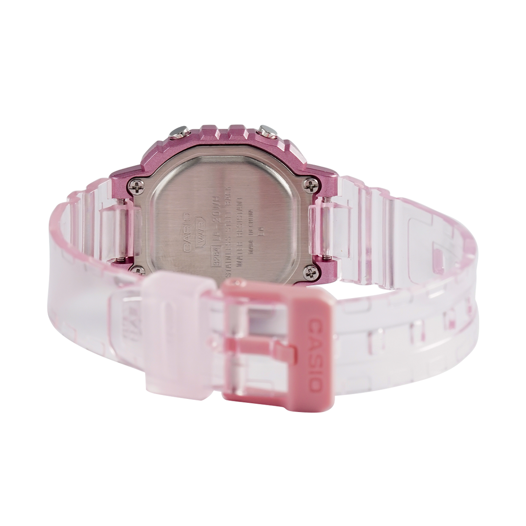 Jam Tangan Casio POP LA-20WHS-4A Women Digital Dial Pink Transparent Resin Band