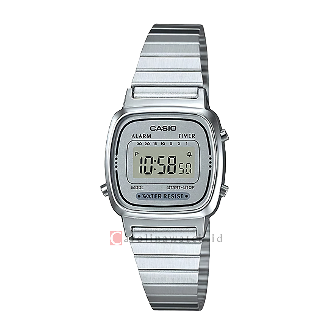 Jam Tangan Casio Vintage LA670WA-7D Women Digital Dial Stainless Steel Band
