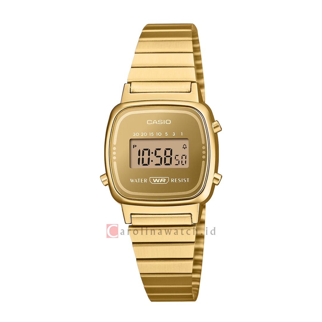 Jam Tangan Casio Vintage LA670WEGS-9A Women Digital Dial Gold Stainless Steel Band