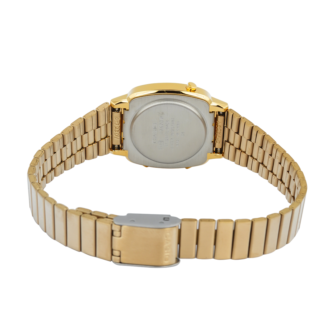 Jam Tangan Casio General LA670WGA-1D Women Digital Dial Gold Stainless Steel Band