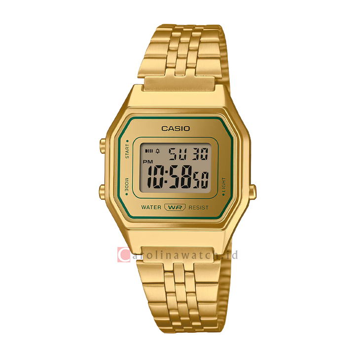 Jam Tangan Casio General LA680WEGV-9A Women Digital Dial Gold Stainless Steel Strap