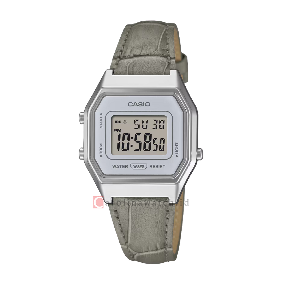 Jam Tangan Casio Vintage LA680WEL-8A2 Women Digital Dial Grey Leather Band