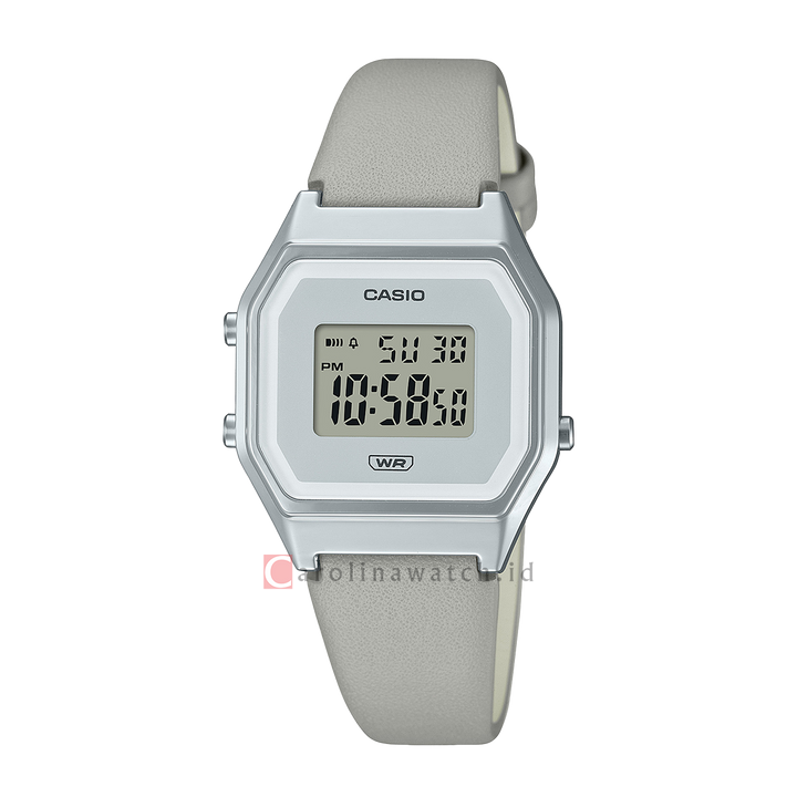 Jam Tangan Casio General LA680WEL-8D Women Digital Dial Light Grey Leather Strap