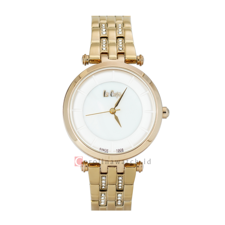 Jam Tangan LEE COOPER LC06589.130 Women White Dial Gold Stainless Steel Strap