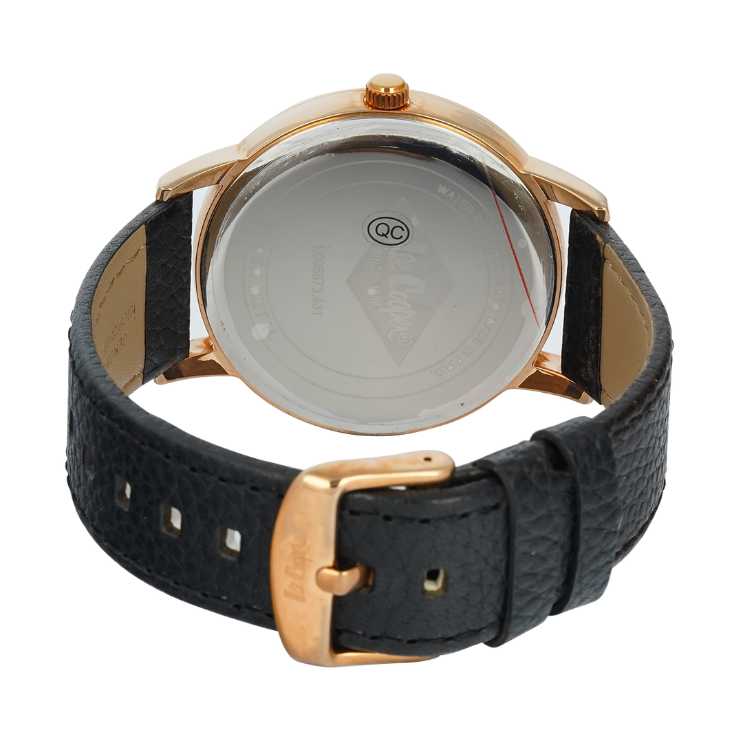 Jam Tangan LEE COOPER LC06673.431 Men White Dial Black Leather Strap