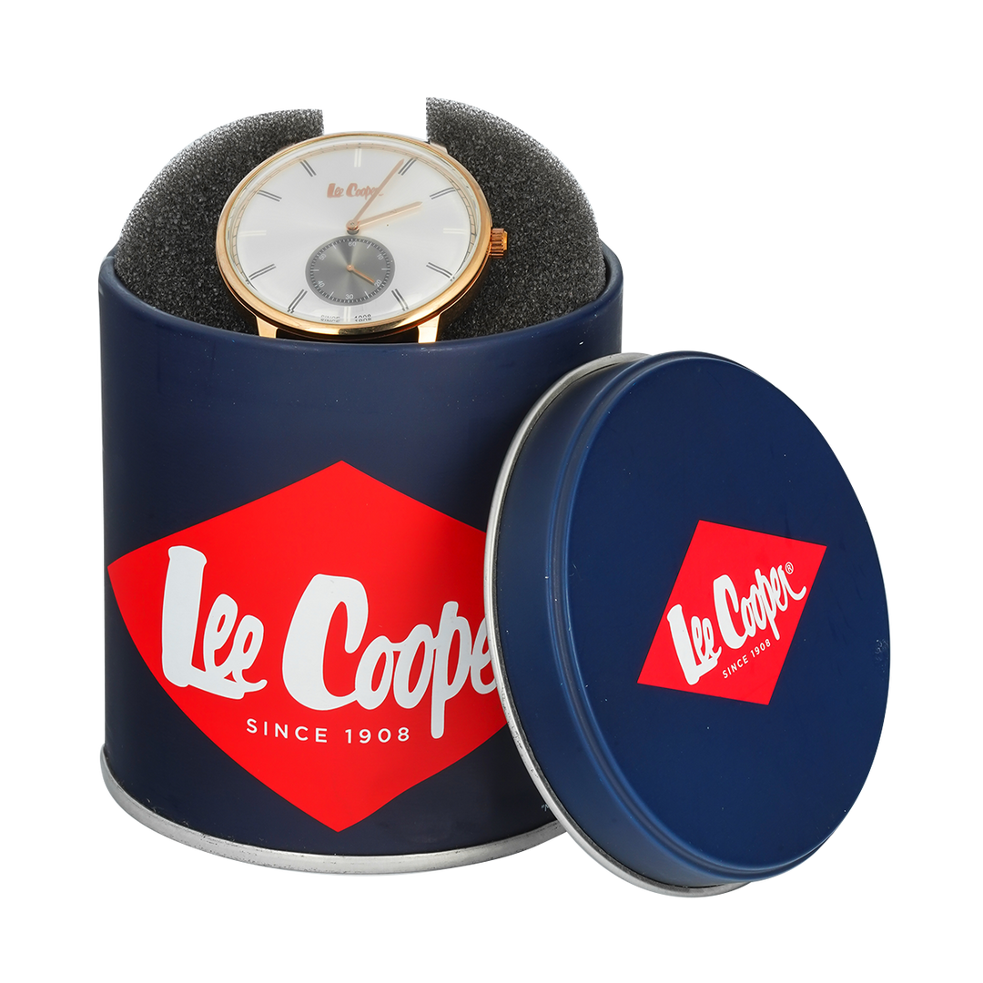Jam Tangan LEE COOPER LC06673.431 Men White Dial Black Leather Strap