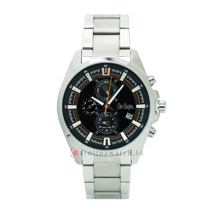 Jam tangan LEE COOPER LC06707.350 Black Dial Silver Stainless Steel Strap