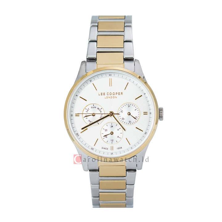 Jam Tangan LEE COOPER LC07024.230 Women White Dial Dual Tone Stainless Steel Strap