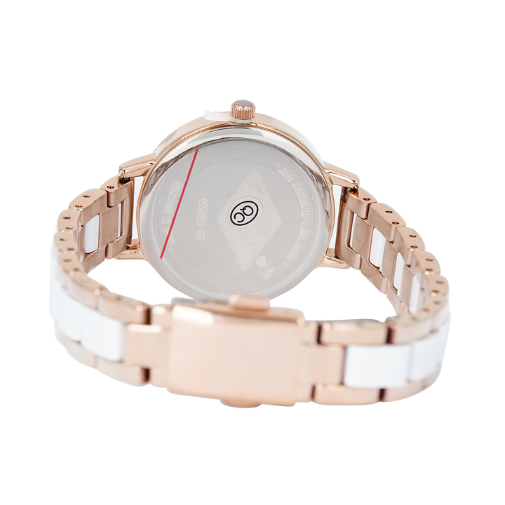 Jam Tangan LEE COOPER LC07395.420 Women White Dial Rose Gold Stainless Steel Strap