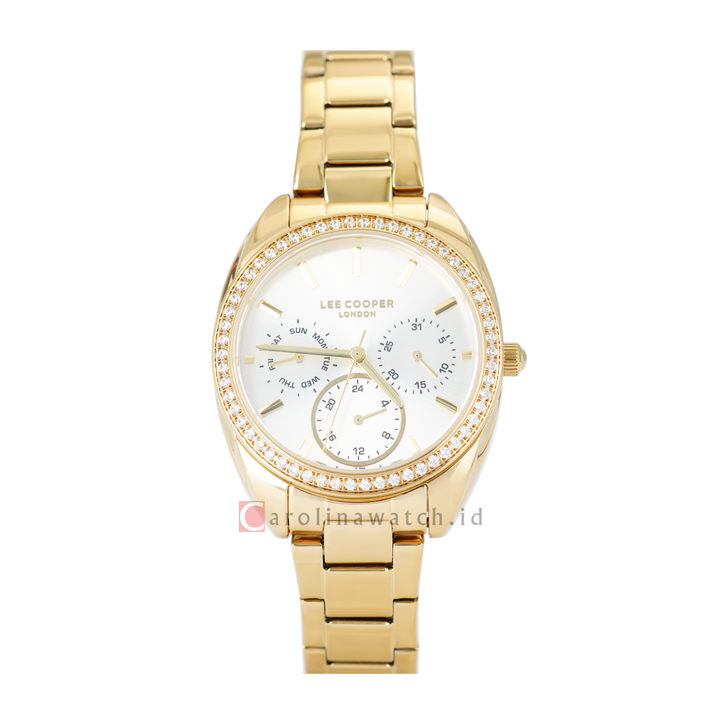 Jam Tangan LEE COOPER LC07408.110 Women White Dial Gold Stainless Steel Strap