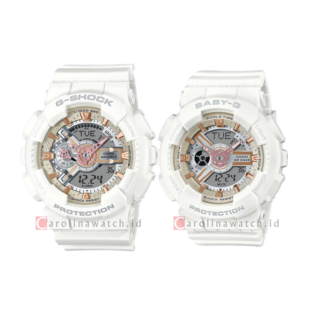 Jam Tangan Casio G SHOCK Seasonal Pair Collection LOV-24A-7A Digital Analog Dial White Resin Band