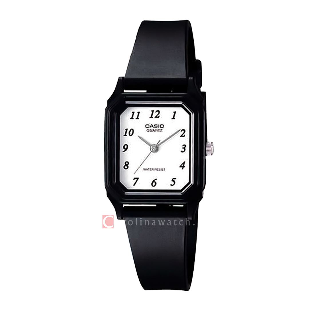 Jam Tangan Casio General LQ-142-7B Unisex White Dial Black Rubber Band