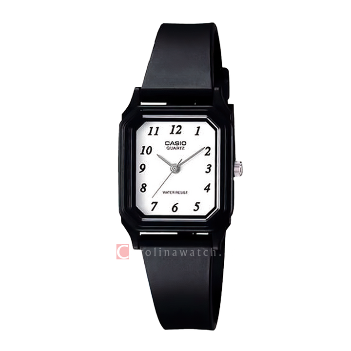 Jam Tangan Casio General LQ-142-7B Unisex White Dial Black Rubber Band