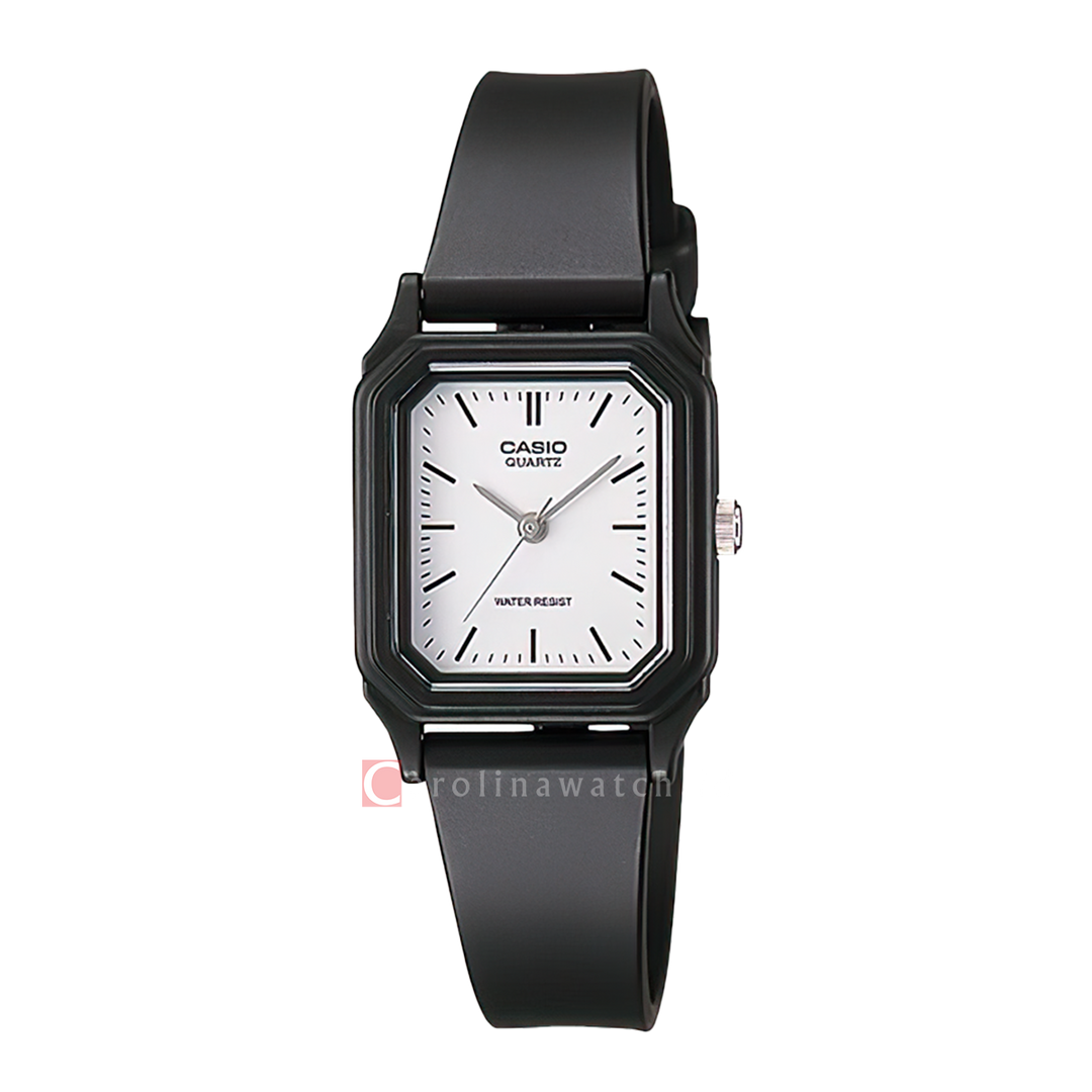 Jam Tangan Casio General LQ-142-7E Unisex White Dial Black Resin Band