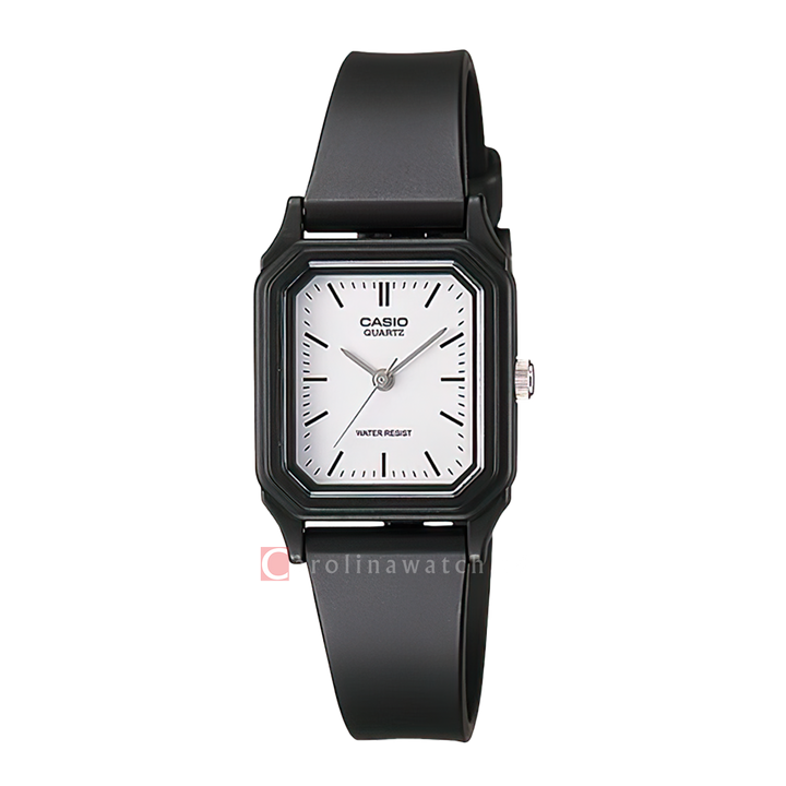 Jam Tangan Casio General LQ-142-7E Unisex White Dial Black Resin Band