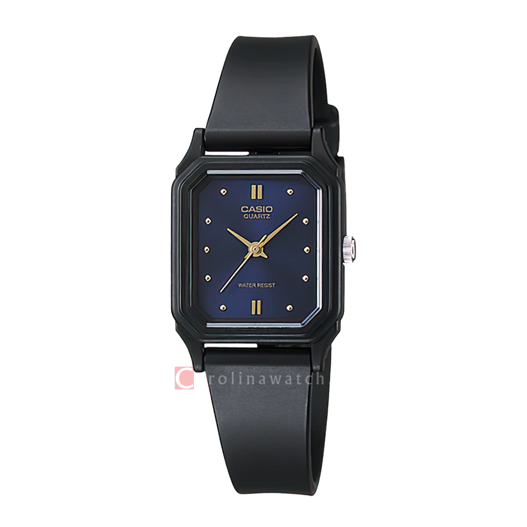 Jam Tangan Casio General LQ-142E-2A Unisex Blue Dial Black Resin Band