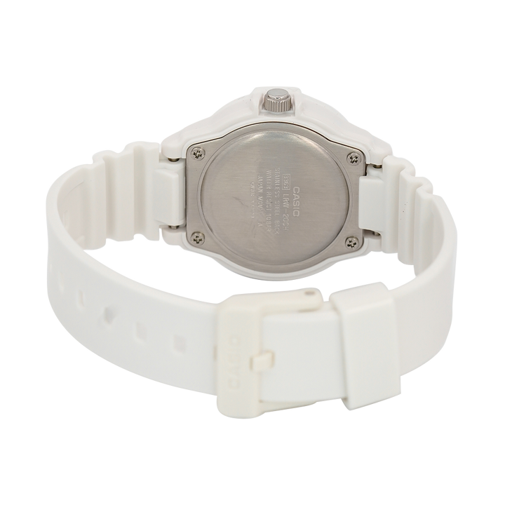 Jam Tangan Casio Youth LRW-200H-1E Women Black Dial White Resin Band