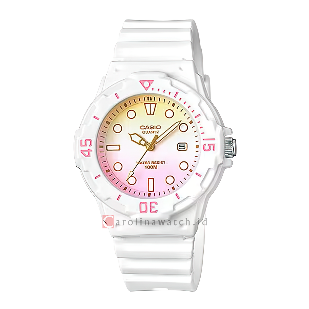 Jam Tangan Casio POP LRW-200H-4E2 Women Yellow Pink Dial White Resin Band