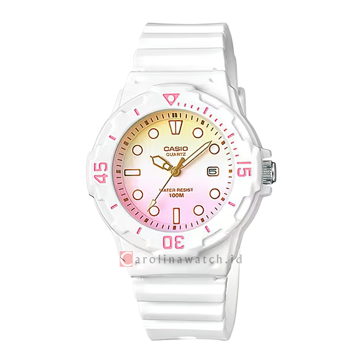 Jam Tangan Casio POP LRW-200H-4E2 Women Yellow Pink Dial White Resin Band