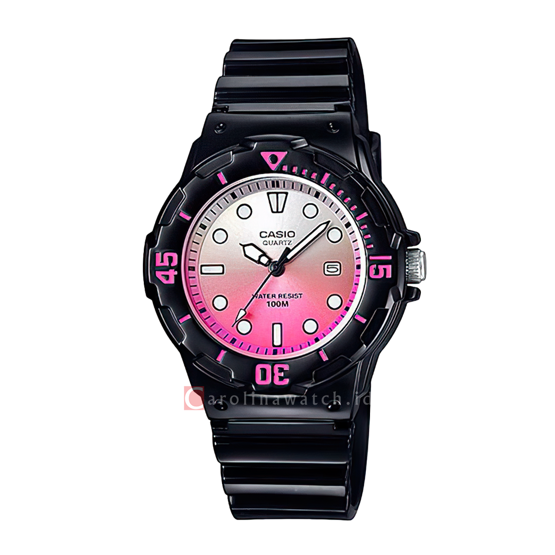 Jam Tangan Casio POP LRW-200H-4E Women White Pink Gradation Dial Black Resin Band