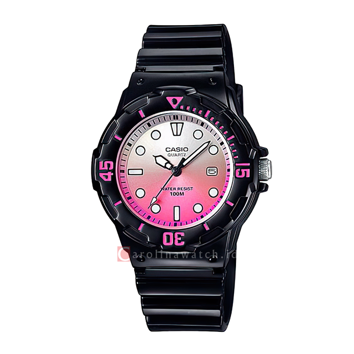 Jam Tangan Casio POP LRW-200H-4E Women White Pink Gradation Dial Black Resin Band