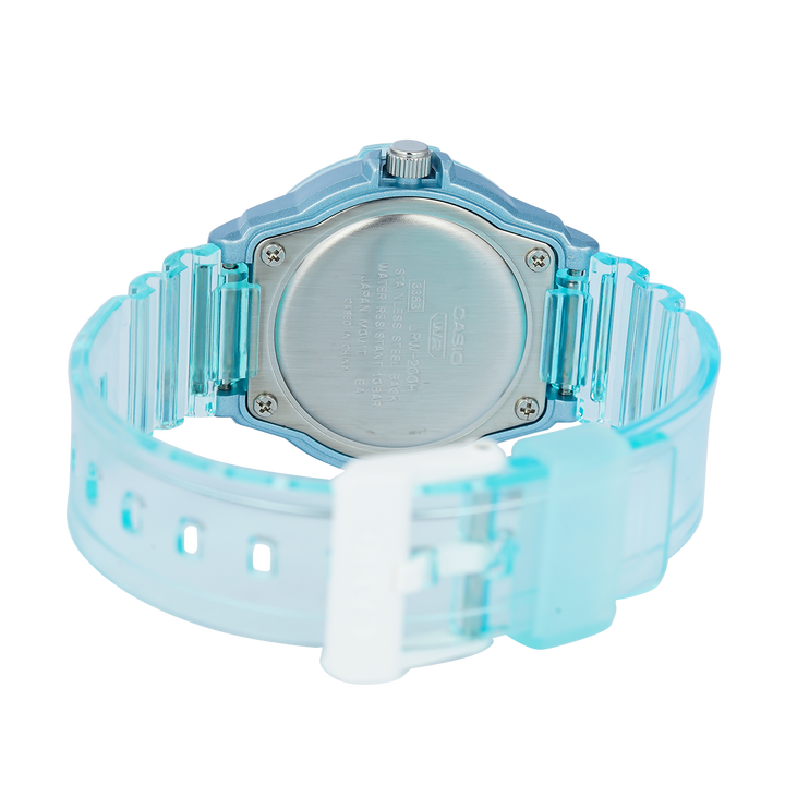 Jam Tangan Casio POP LRW-200HS-2E Women Blue Dial Blue Translucent Resin Band