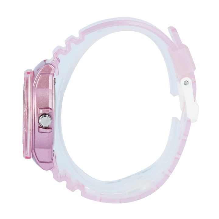 Jam Tangan Casio POP LRW-200HS-4E Women Pink Dial Pink Translucent Resin Band