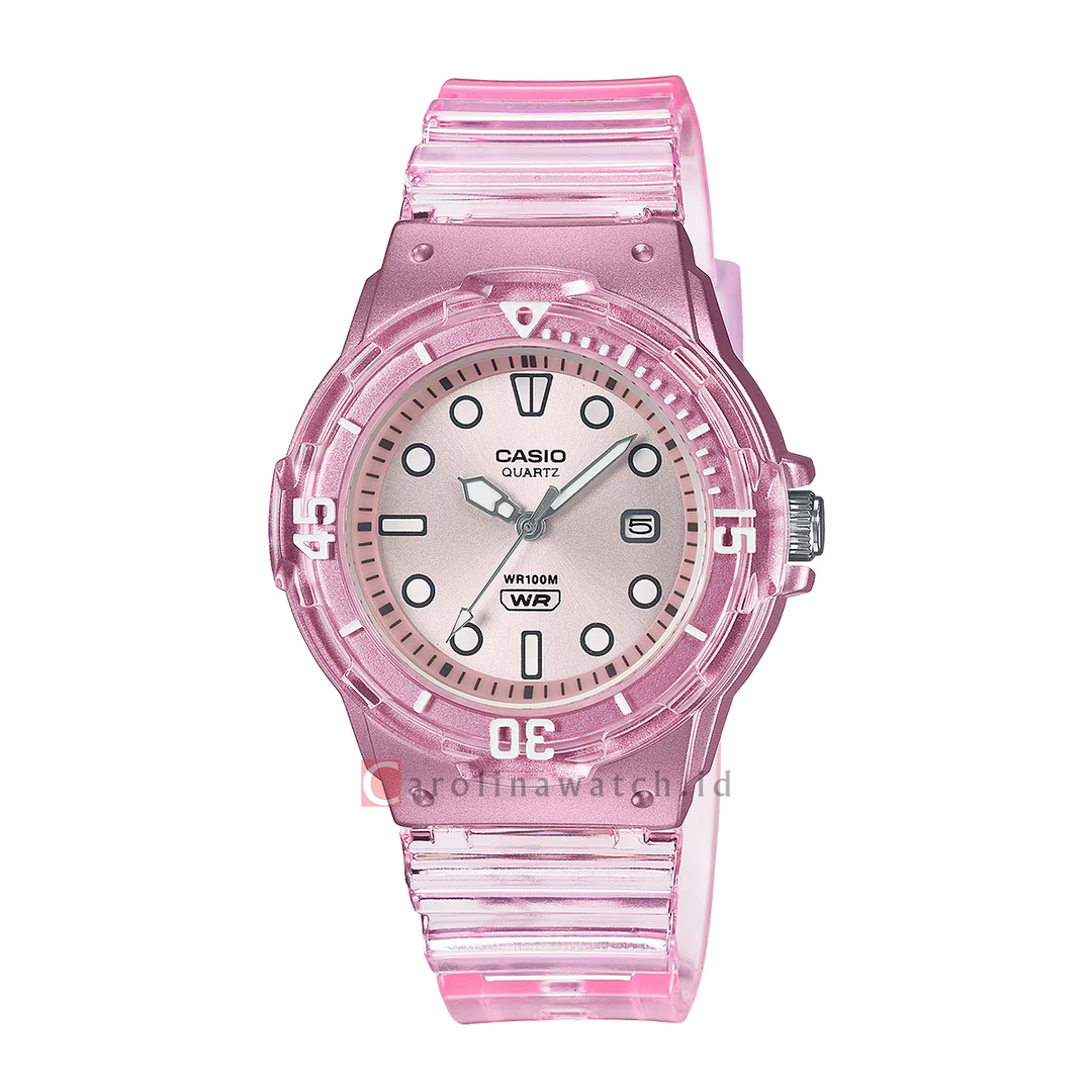 Jam Tangan Casio POP LRW-200HS-4E Women Pink Dial Pink Translucent Resin Band